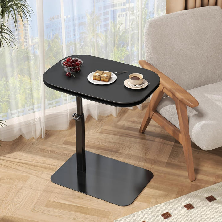 Höhenverstellbar Beistelltisch C Form, 360° Drehbarer C Form Beistelltisch für Couch, Rotierend Klei