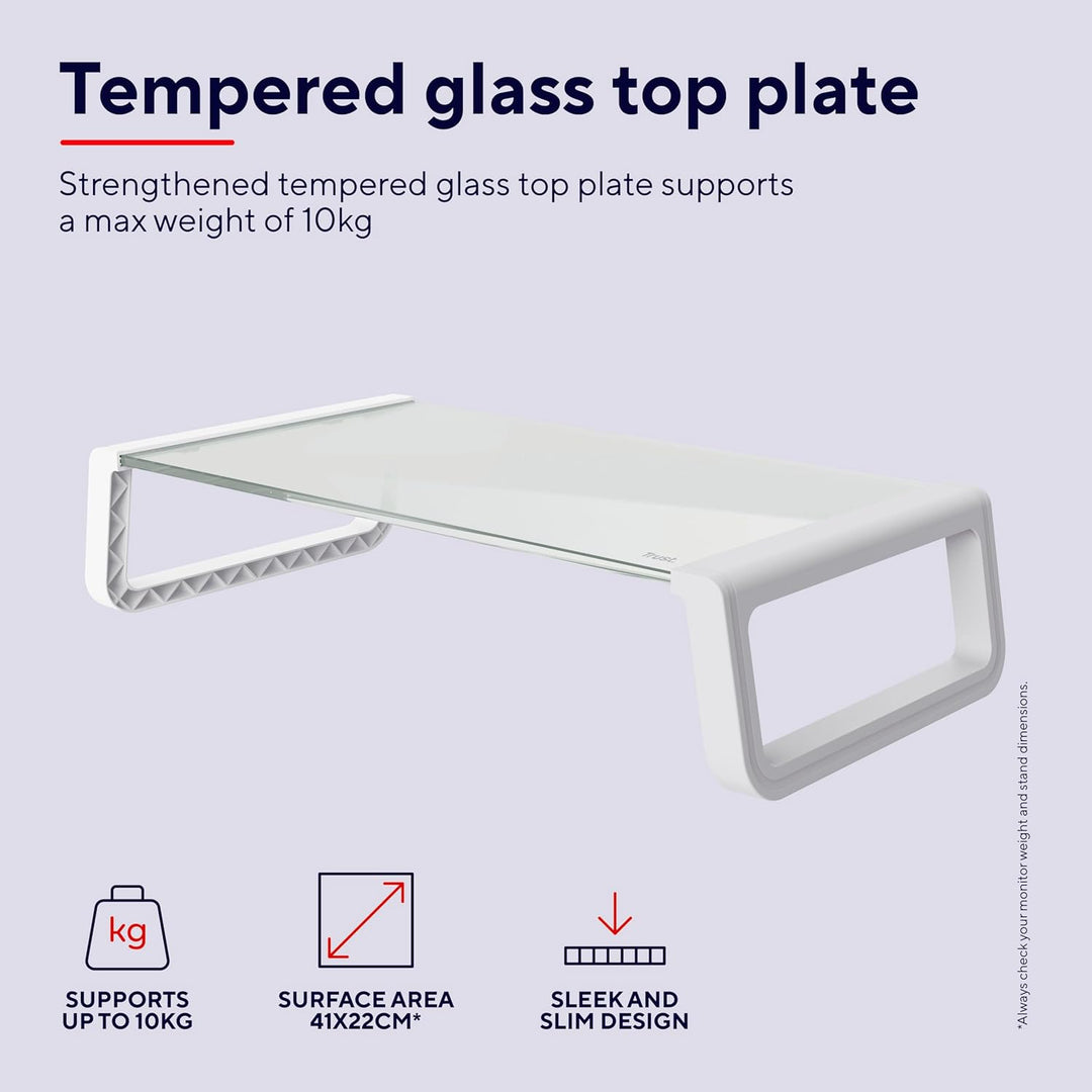 Trust Monta Monitorständer 41 x 22 x 10 cm, Bildschirmerhöhung aus Hartglas, Schreibtisch Monitorerh
