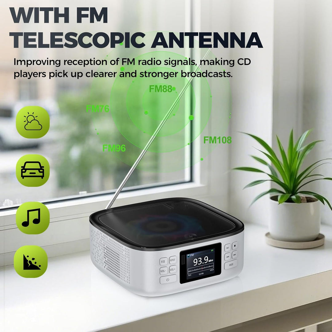 [2025 New] ARAFUNA CD Player Tragbarer, Radio mit CD Player Bluetooth, Boombox CD-Spieler mit Lautsp