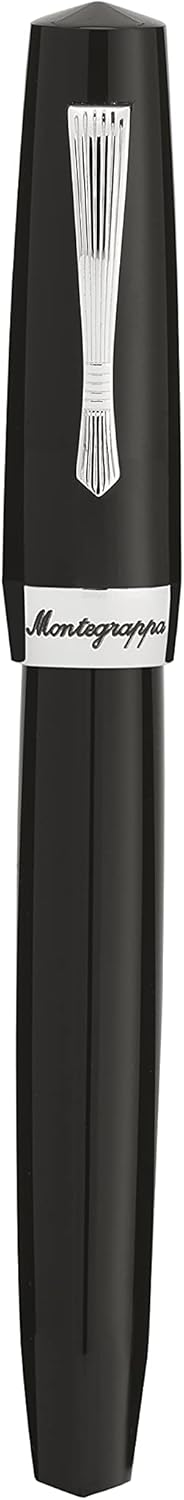 Montegrappa Elmo 02 Jet Black Füllfederhalter in der Farbe schwarz, aus Edelharz und Edelstahl herge