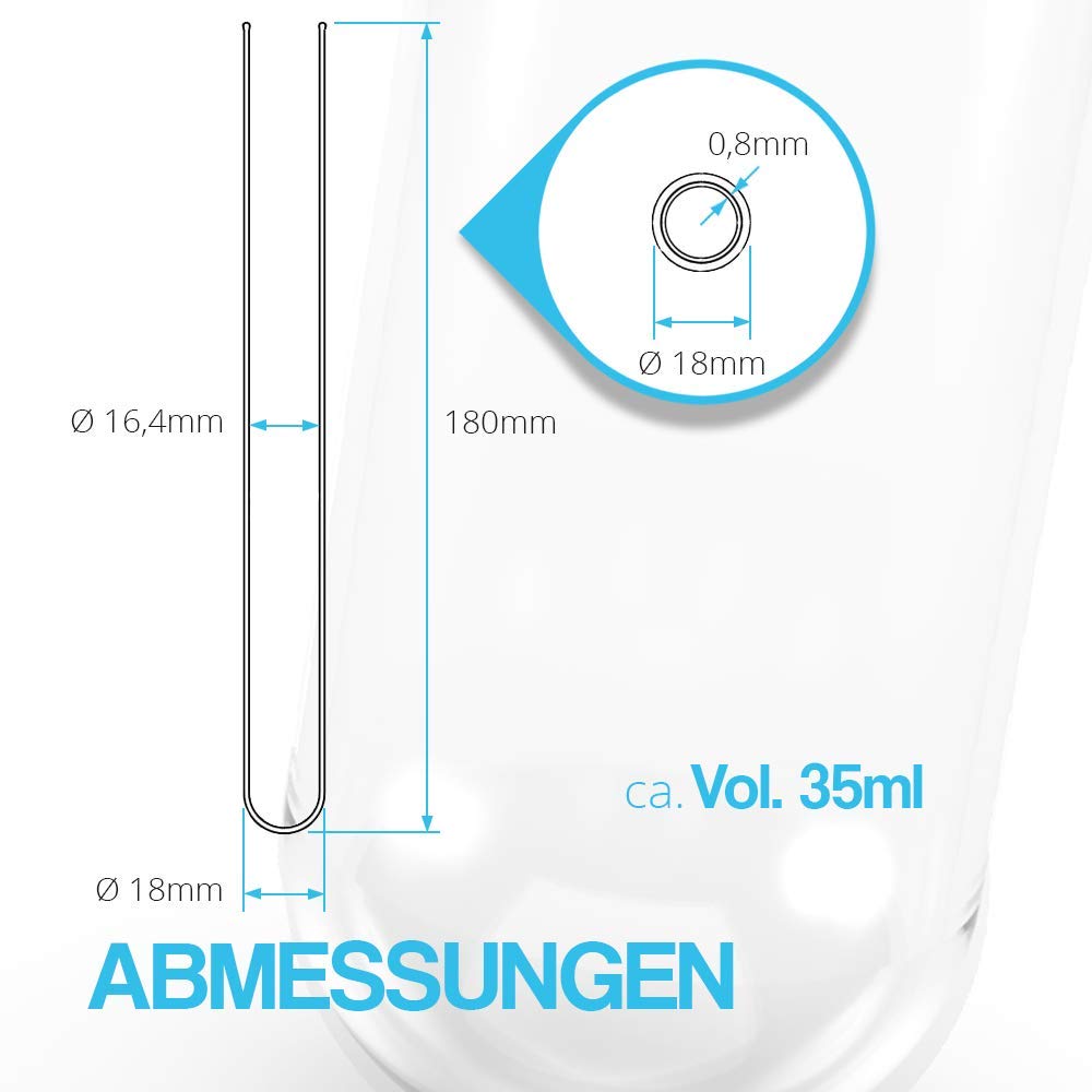 Tuuters 100x Glas Reagenzgläser mit Korken, dunkelbraun (180 x Ø18 mm), 180 x Ø18 mm
