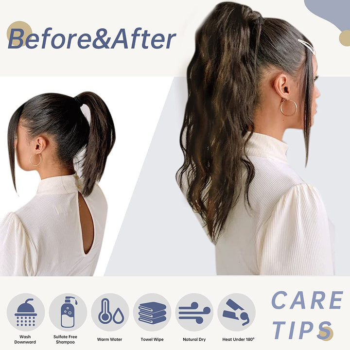 LaaVoo Balayage Braun Zopf Echthaar 45cm Extensions Echthaar Zopf Remy Human Hair 80g Glatt Ponytail