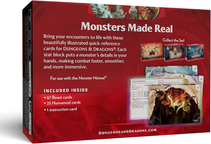 Dungeons &amp; Dragons Referenzkarten – Monster (Tiere und NSCs) | D&amp;D-Zubehör (Englische Version)