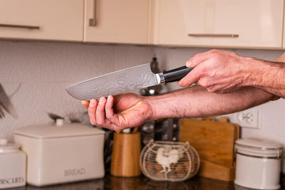 Bacher Santoku Damastmesser 18 cm - Damast Küchenmesser Geschmiedet aus 67 Legen AUS 10V - Profi Sch