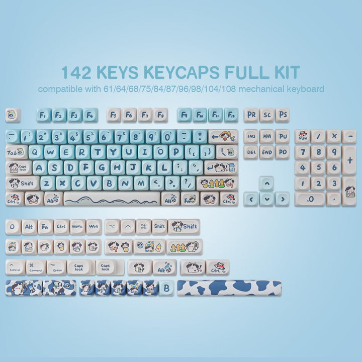 JOMKIZ 142 Keys Keycaps,MOA Profile Keycaps Dye Sublimation Customized ANSI Layout Keycaps Set Compa