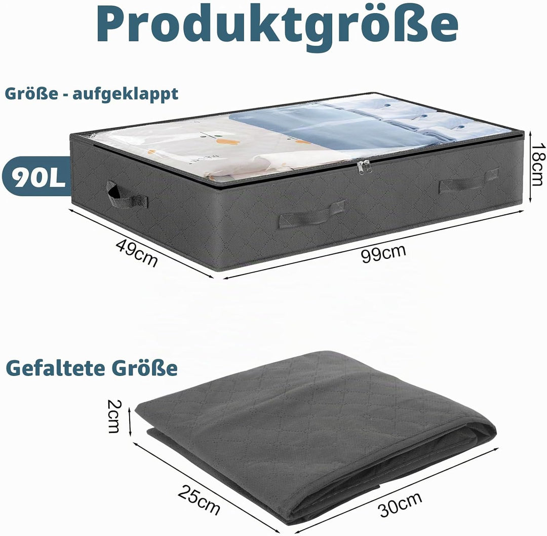 Withosent 5 Stück Unterbettkommode 90L, Unterbett Aufbewahrungsbox Vliesstoff Faltbare Aufbewahrungs