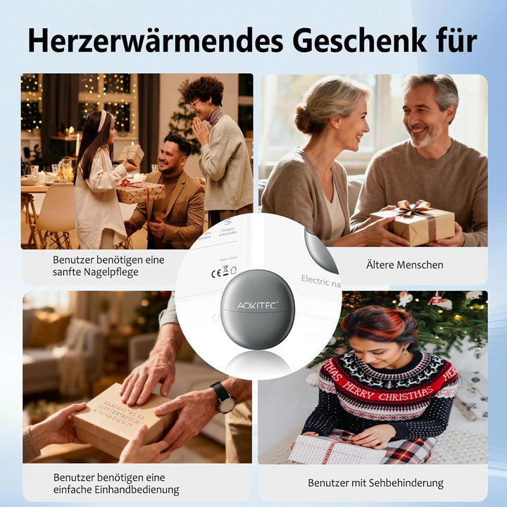 Aokitec Elektrischer Nagelknipser, Elektrischer Nagelschneider, Automatischer Nail Clipper mit LED-L