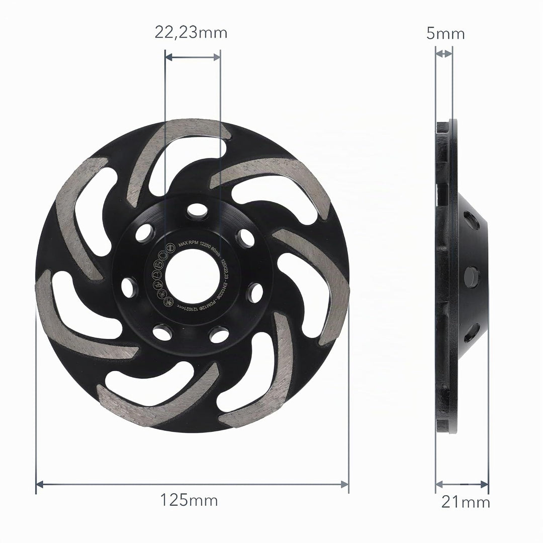 PRODIAMANT Diamant-Schleiftopf 125mm ST10 grobe Körnung für Flex Kleber, Fliesenkleber, Beton, Estri