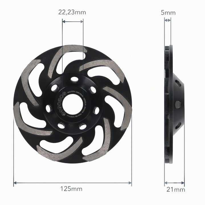 PRODIAMANT Diamant-Schleiftopf 125mm ST10 grobe Körnung für Flex Kleber, Fliesenkleber, Beton, Estri