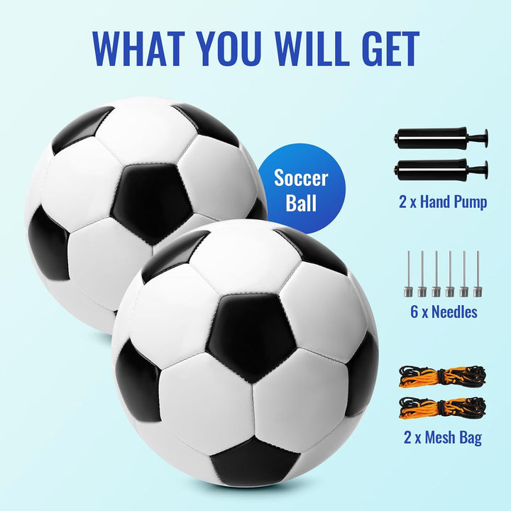 U&C Planet Fussball Grösse 3 für Kinder mit Pumpe und Netz - klassisch schwarz weiss, ideal als Outd
