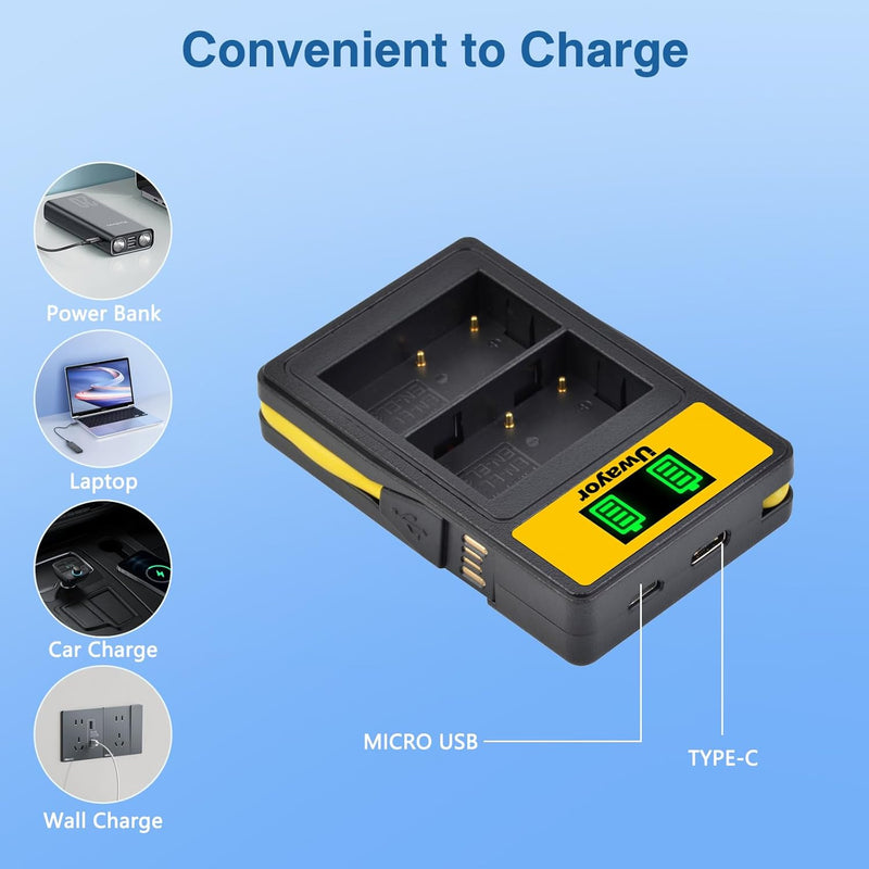 Uwayor EN-EL3e Kamera Akku 2600mAh Ladegerät Set Ersatz Akku Kit USB Dual Slot Batterien Ladegerät f