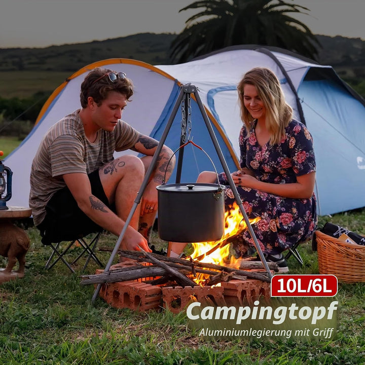Naturehike Camping Suppentopf Kochgeschirr mit Deckel Gross Outdoor Tragbares Hängetopf Kochset für
