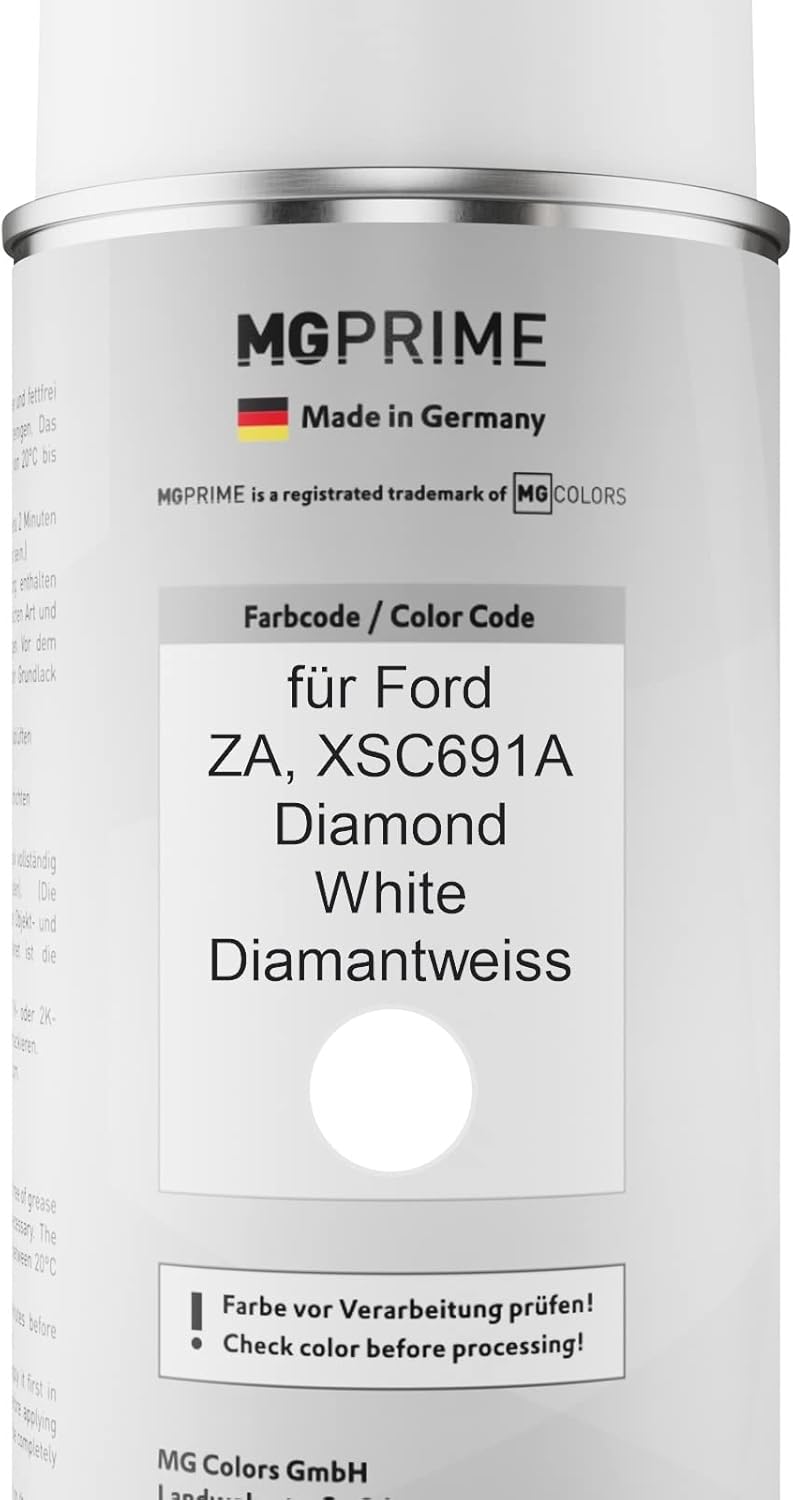 MG PRIME Autolack Sprühdosen Set für Ford ZA / XSC691A Diamond White/Diamantweiss Basislack Klarlack