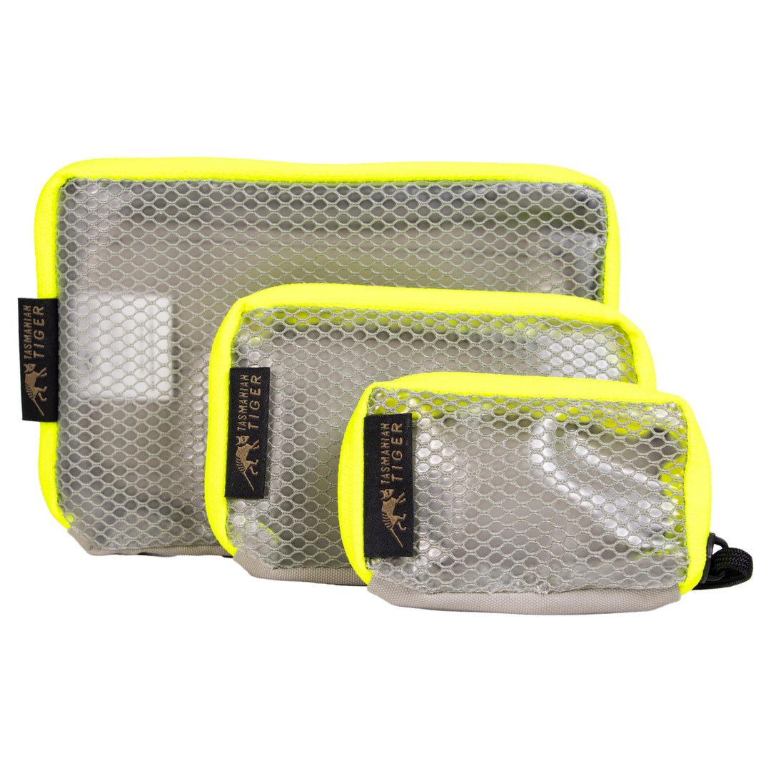 Tasmanian Tiger TT Mesh Pouch Set VL Rucksack Organizer Mesh Zusatz-Taschen Set in 3 Grössen mit Kle