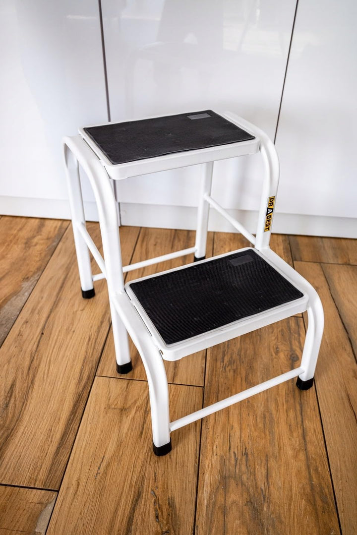 DRABEST - Tritthocker - 2 Stufen - Podest aus Aluminium - rutschfeste Oberfläche - 23 cm hoch - Trit