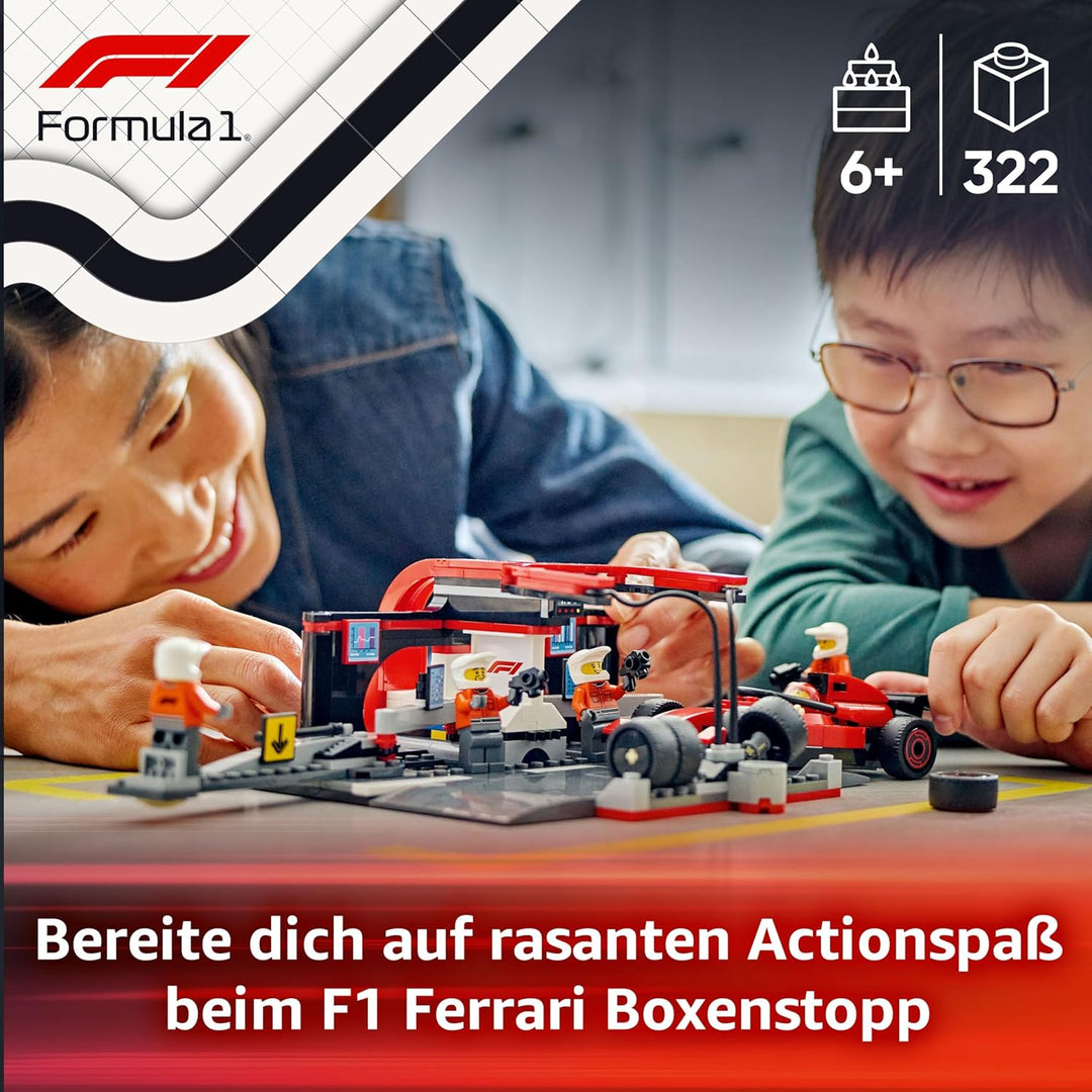 LEGO City F1 Boxenstopp mit Boxencrew und Ferrari Flitzer - Formel 1 Set mit 1 Rennfahrer und 4 Mech