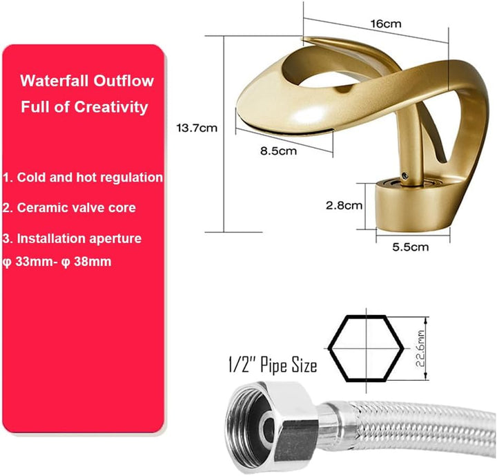 Wasserfall-Badezimmer-Wasserhahn, 1 Loch, Einhandgriff, moderner Badezimmer-Wasserhahn, gemischtes k