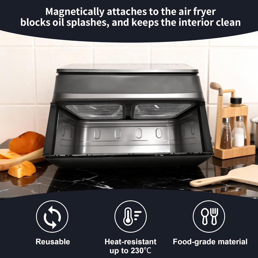 2 Stück Magnetischer Edelstahl Spritzschutz für Cosori Airfryer 8,5L Dual Blaze TwinFry 10L, Spritzs
