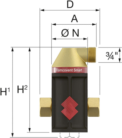 Flamco Flamcovent Smart G 1" F Mikroblasenabscheider zur Beseitigung von Luft aus Heizungs- und Kühl