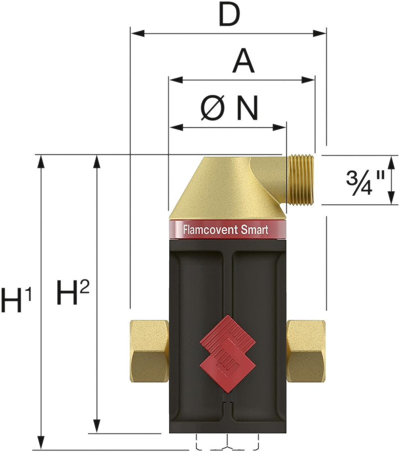 Flamco Flamcovent Smart G 1" F Mikroblasenabscheider zur Beseitigung von Luft aus Heizungs- und Kühl