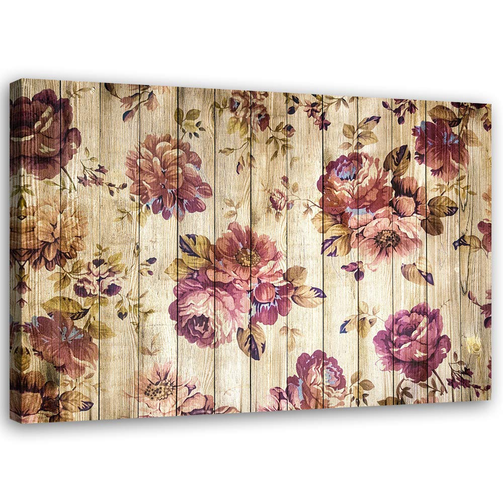 Feeby Vlies Leinwandbild Shabby Chic Rustikal 80x60 cm Wand Bild Kunstdruck Deko Wohnzimmer Wohnungs