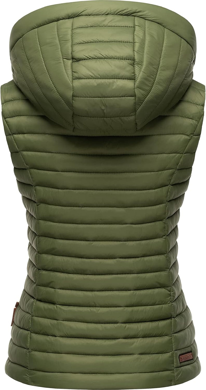 Navahoo Damen Übergangsjacke leichte Steppweste mit Abnehmbarer Kapuze Shadaa XS-3XL XS Dusty Olive,