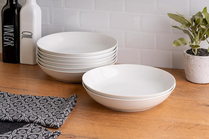 Suppenteller 6er Set Tiefteller Salatteller - Porzellan - Weiss - Ø 20 cm