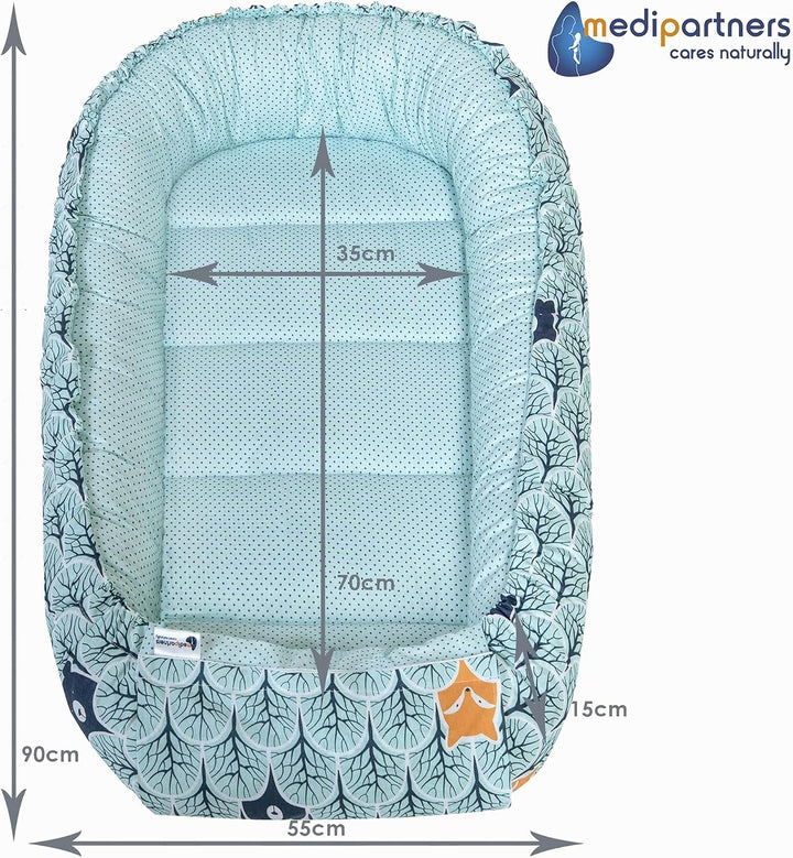 Medi Partners Babynest Kuschelnest Babynestchen 100% Baumwolle Nestchen Reisebett für Babys Säugling