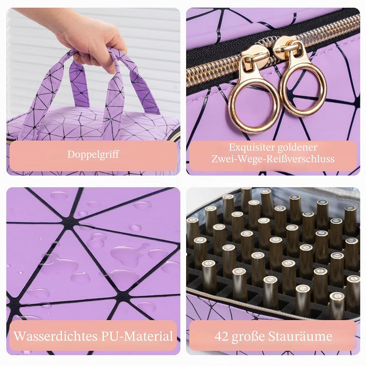 Uross Nagellack Organizer für 42 Nagellackflaschen und 1 LED-Nagellampe, Nagellack Aufbewahrung Tasc