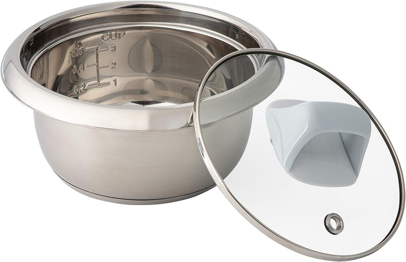 KeMar Kitchenware Cookinella KRC-300 Reiskocher Edelstahltopf + GRATIS Essstäbchen | Kompakt (1,8L,