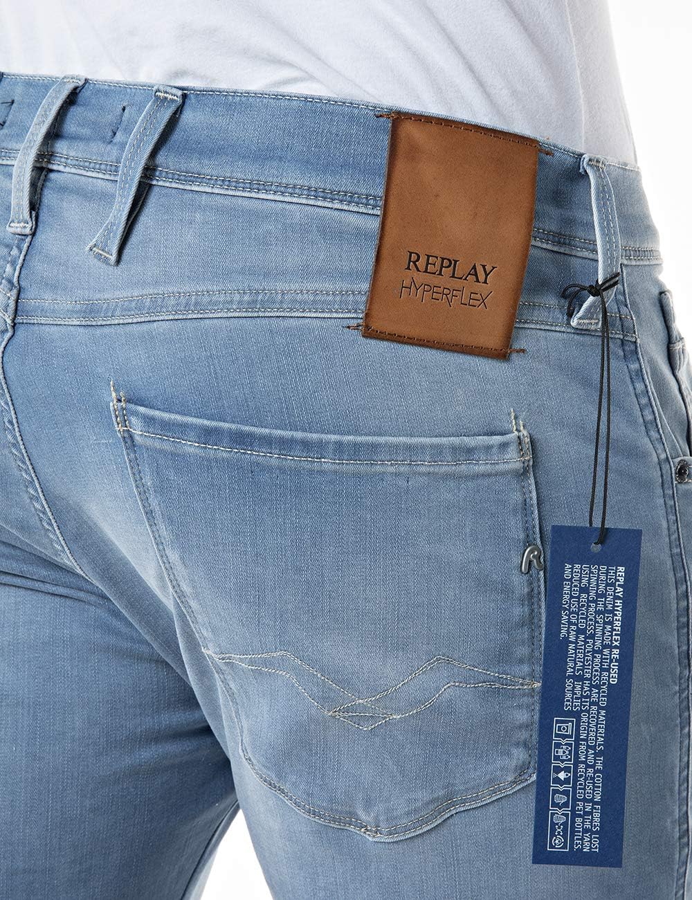 Replay Herren Jeans Anbass Hyperflex Re-Used Xlite 27W / 30L 010 Light Blue, 27W / 30L 010 Light Blu