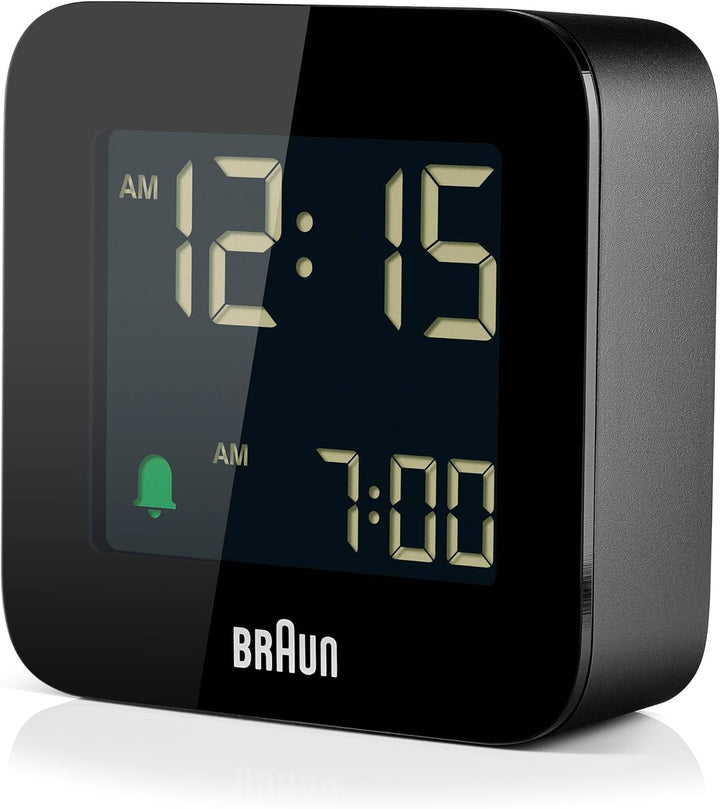 Braun Digitaler Reisewecker Schlummerfunktion, kompakte Grösse, Negatives LC-Display, Schnelleinstel