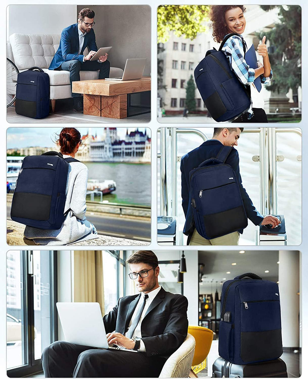 HOMIEE Rucksack Herren Laptop Rucksack Damen Wasserdicht Backpack Uni Tagesrucksack Laptoprucksack A