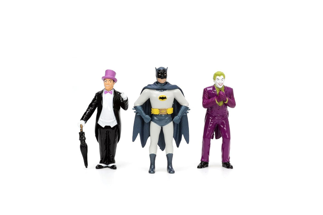Jada Toys DC Batmobil 1966 Deluxe mit 4 Figuren - hochwertiges Modell-Set zur Batman Classic TV-Seri