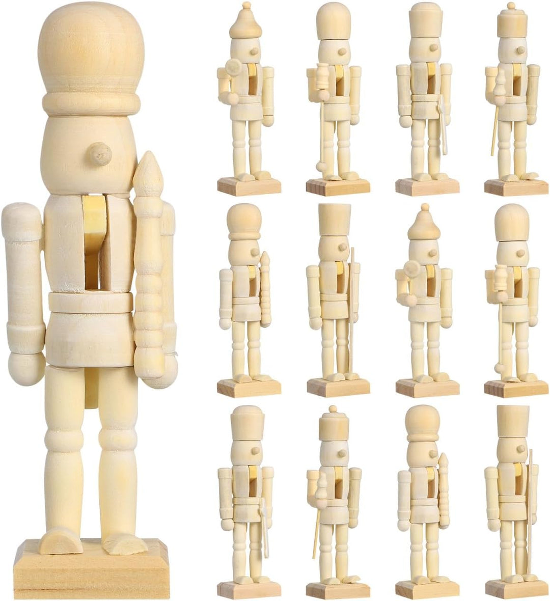 MAGICLULU 12 Stück Unvollendete Holz-Nussknacker Holz-Nussknacker Zum Bemalen Von Holzfarben-Nusskna