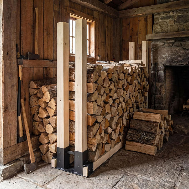 Wiltec Holzstapelhilfe für Kaminholz im 2er Set, Brennholz Stapelhilfe Gestell für Holz