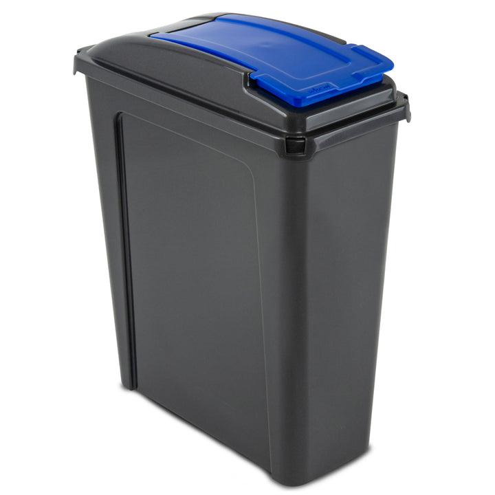 Mülltonne 25 Liter Schwarz-Blau, Mülleimer Küche, Mülltrennsystem, Abfalleimer Küche, Trash Bin, Mis
