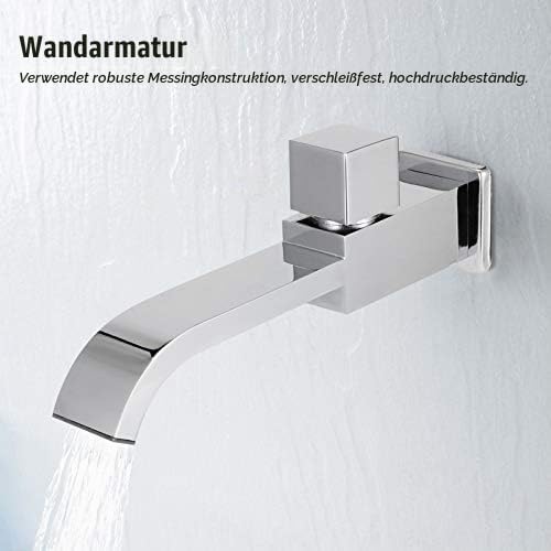 G1/2 Gewinde Wandarmatur Einzelkaltwasserfall Waschbecken Wasserhahn aus massivem Messing, Wandmonta
