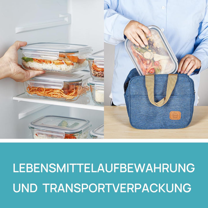 Vtopmart 3er-Pack Meal Prep Boxen Glas, 1035 ML Mealprepboxen für die Essensvorbereitung, Luftdicht