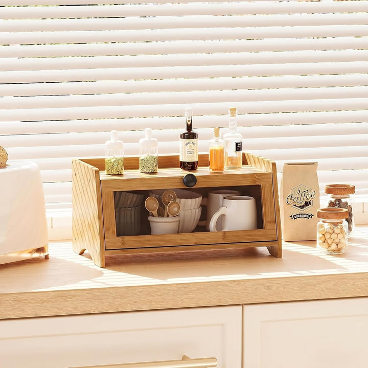 BAMBANG Bambus Brotkasten, Klein Brotkästen Holz für Küchentheke, brotbox küche zur Brotaufbewahrung