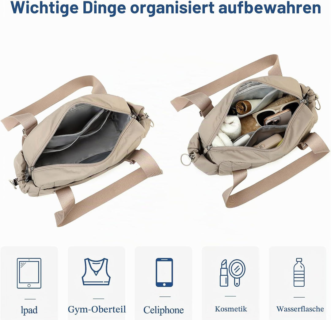 LEDAOU Mini Sporttasche für Damen, Kleiner gepolsterter Turnbeutel mit Nassfach und Münztasche, Leic