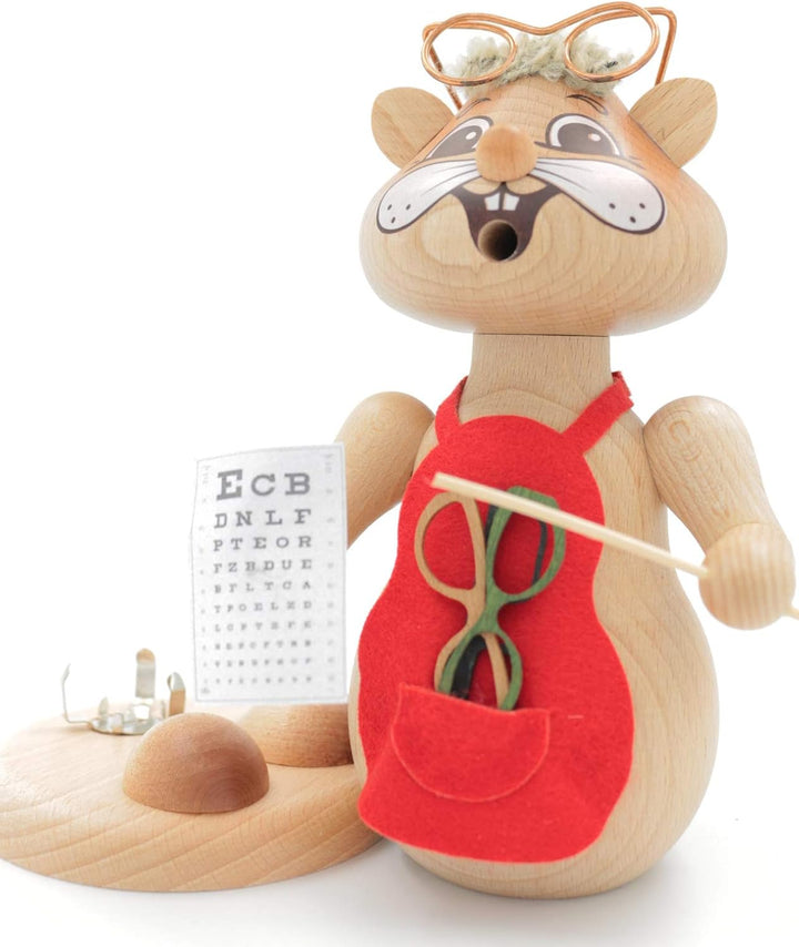 Kuhnert - Erzgebirgische Holzkunst Räuchermann Räucherfigur Hamster 18cm - Optiker