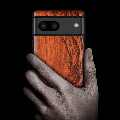 Carveit Holz Handyhülle für Google Pixel 7a Cover [Einzigartiges Design Case] Stossstange hülle Komp