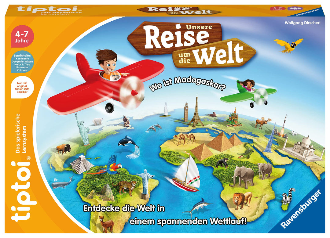 Ravensburger tiptoi Spiel 00117 Unsere Reise um die Welt - Lernspiel ab 4 Jahren, lehrreiches Geogra
