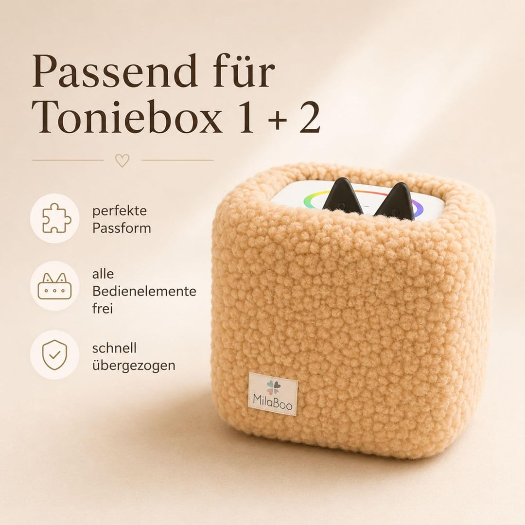 hochwertiger Teddybezug für Toniebox 1 und 2 – Handgefertigt in Deutschland, mit weichem Teddystoff,