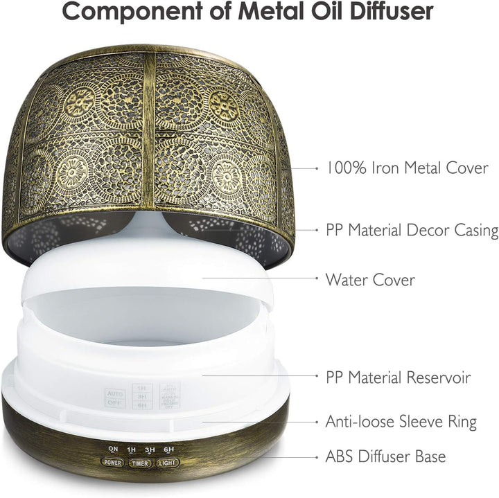 SALKING Aktualisierte Version Aroma Diffuser, 500ml Metall Aromatherapie Diffusor für ätherische Öle