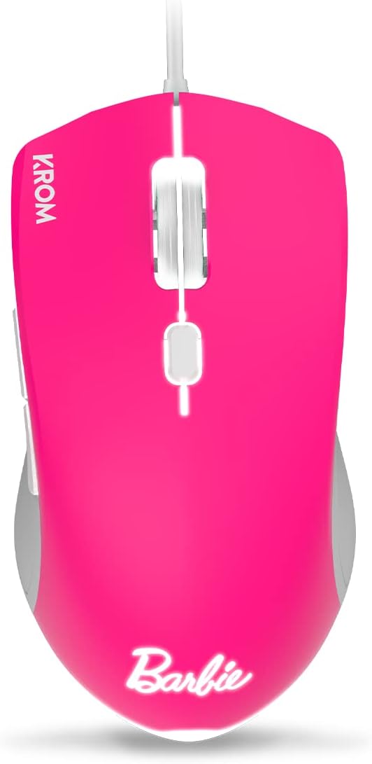 KROM Maus und -Mausunterlage Barbie Edition Kandy - Weisse LED-Membrantastatur, Maus optischem Senso