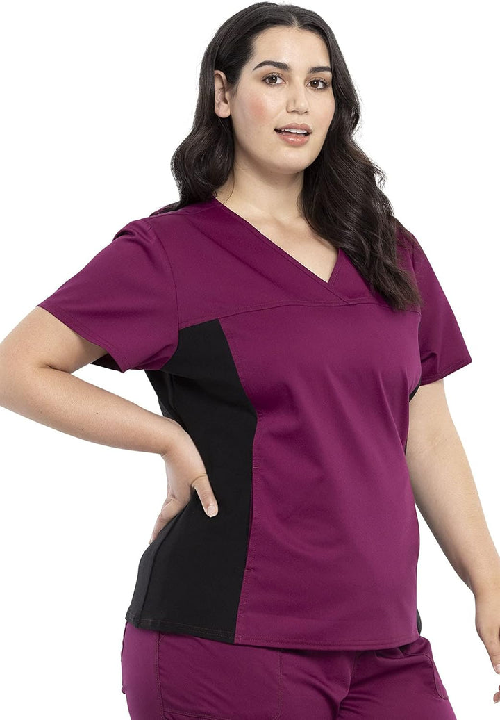 WW2875 Schlupfkasack für Damen, Workwear, Revolution, V-Ausschnitt, gestrickte Seiten, weicher Stret
