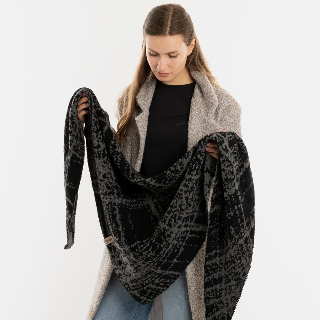KNIT FACTORY - Lea Dreiecksschal Schwarz/Anthrazit, Schwarz/Anthrazit