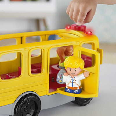 Fisher-Price HJN36 - Little People Schulbus – mehrsprachige Version, Spielzeug zum Anschieben mit Mu